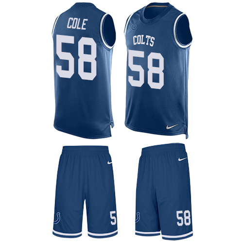 Men's Limited Trent Cole Nike Jersey Royal Blue - #58 Tank Top Suit NFL Indianapolis Colts